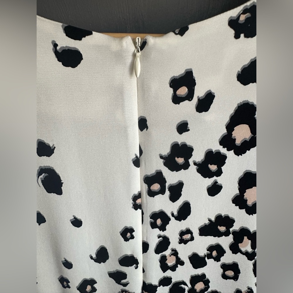 EUC. Size 6. Sea New York. Silk Cream, Black, and Tan Leopard-Print Midi Dress - Picture 15 of 16